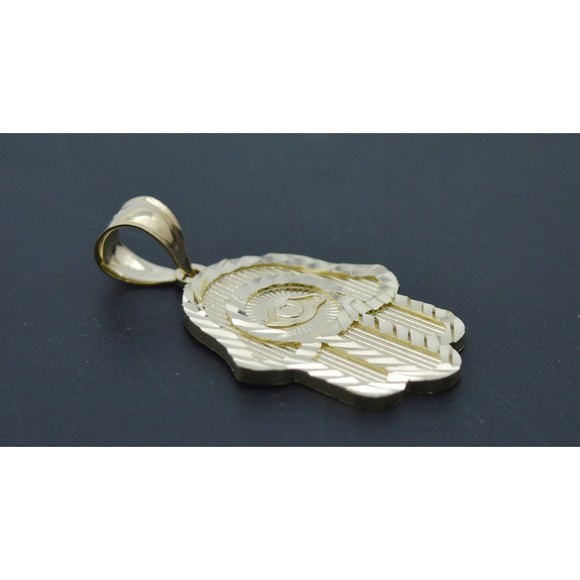 Real Solid 10K Yellow Gold Shiny Hamsa Evil Eye Charm Pendant 3.8gr - Picture 4 of 7